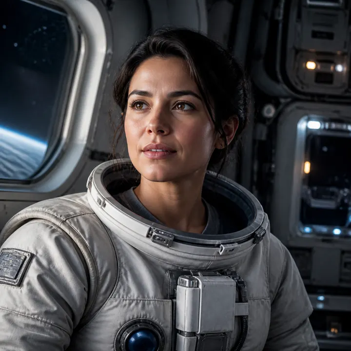 Cinematic astronaut swap: Blend your identity into an original spacecraft portrait with coherent skin tone, hairline, perspective and light.