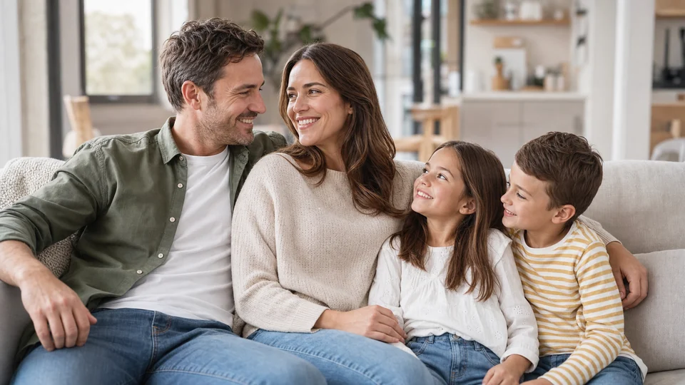 Relaxed family at home — PrimeArt example