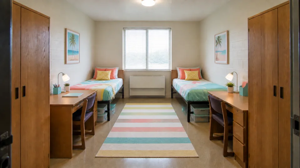 Beach Dorm: Brighter aqua and coral accents with an easy sun-washed mood.