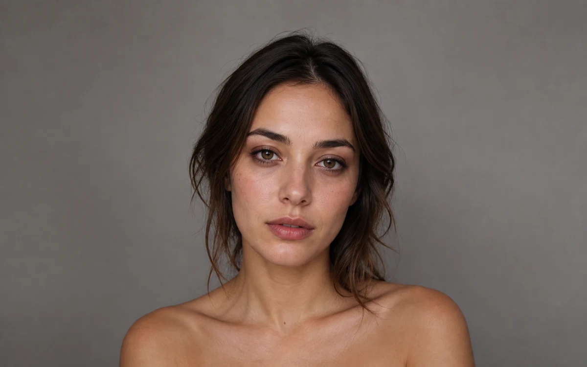 Soft haze: Dusty rose and taupe beneath the eyes with a sheer base.